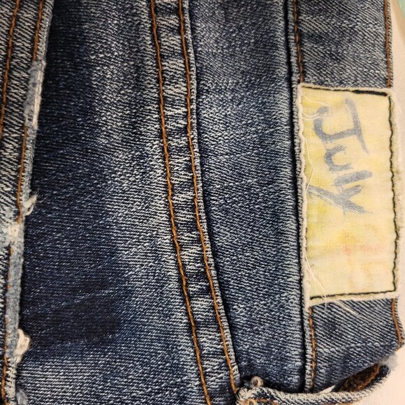 July 25 Womens Distressed Wide-Leg Jeans Size 29 Blue Denim Embellished Pockets - Picture 7 of 10